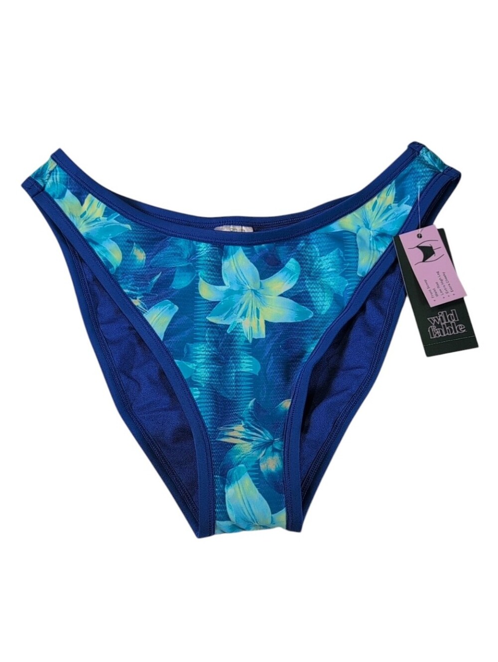 Wild Fable Blue Tropical Floral Low Rise Extra Cheeky Bikini Bottom Size Small